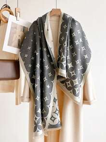FADZOYLE 1pc Women Geometry Jacquard Scarf Soft Shawl Wraps For Winter Fall Daily Wedding Gift Evening Travel Office Tassel Scarves Accessories - Multicolor - View 3