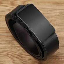 Men's Business Belt, Men's PU Automatic Buckle Belt, Business Style Workplace Belt, Hidden Tail Design, Minimalist Automatic Buckle - Multicolor - View 6