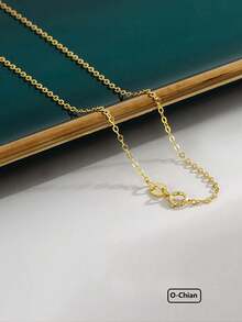 1pc Minimalist Design Layered S925 Sterling Silver Necklace, Delicate Jewelry, Suitable For Daily Wear, Gift - Gold - View 4