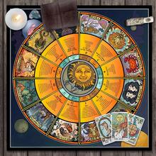 1pc Zodiac Wheel Tarot Cloth, 12 Constellations Sun Moon Astrology Altar Cloth, Celestial Horoscope Divination Reading Mat Spiritual Witchy Table Tapestry - Multicolor - View 3