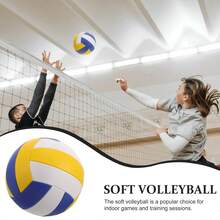 Yellow Blue White - Upgraded Volleyball Inflatable Set, Size 5 Soft Volleyball, Durable Beach Volleyball, Suitable For Beginners, Training And Competition, All-Season Use - Yellow, Blue and White - View 5