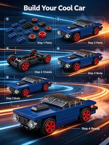 Multi-Style Cool Mini Sports Car Micro Particle Building Blocks, ABS Material, Easy Assembly, Smooth Rotating Wheels, Detailed Sports Car Appearance. Suitable For After-School Home Play, For Children Who Love Racing Cars To Build And Play With, Perfect Gift For Halloween, Christmas, Thanksgiving And Back To School. - Multicolor - View 8