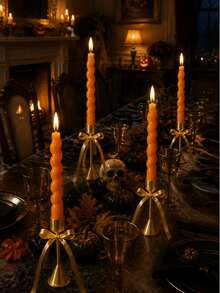 Orange Ribbed Scented Smokeless Candles, Halloween Decor Candles, Suitable For Cute Home Decor, Romantic Candlelight Dinner, Wedding Decoration, Holiday Gift, Meditation/Sleep, Christmas Tabletop Decor, Premium Gift For Best Friends (High-Quality Candles) - Incense and Candles - View 5