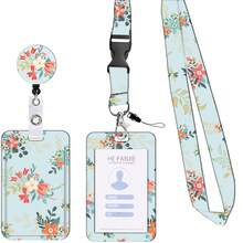 Colorful Pattern Badge Holder Retractable Reel Clip, Sunflower Flower Marble Constellation ID Card Holder For Work Name Badge - Rectangle - View 5