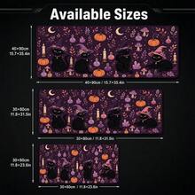 1pc Halloween Black Witch Desk Pad, Purple Potion Pumpkin Mushroom Pattern Large Extended Mouse Pad, Non-Slip Rubber Base, Stitched Edge Keyboard Mat, Suitable For Office, Home, Dorm, Gaming Desk Decor, Cat Lover Gift - View 5