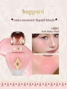 haggard Emo Monster Liquid Blush, Tekstur Halus Seperti Air, Mudah Dibaurkan dan Dilapisi, Warna Alami, Tahan Lama dan Ringan, Ketuk untuk Mengaplikasikan, Perlengkapan Makeup Harian, Set Hadiah, 15g/0.53 Oz - S01 Merah Muda Lembut - View 2