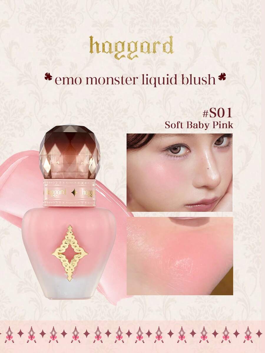 haggard Emo Monster Liquid Blush, Tekstur Halus Seperti Air, Mudah Dibaurkan dan Dilapisi, Warna Alami, Tahan Lama dan Ringan, Ketuk untuk Mengaplikasikan, Perlengkapan Makeup Harian, Set Hadiah, 15g/0.53 Oz