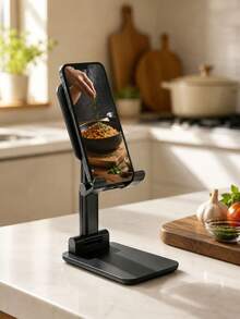 1pc Adjustable Foldable Desktop Phone Stand, Multi-Angle Free Adjustment, Stable Non-Slip Base. Suitable For Watching Shows, Live Streaming, Reading Recipes, Lightweight And Portable, Compatible With Most Phone Models, Practical Phone Support Stand For Home, Kitchen, Office Desk. - Support - View 4