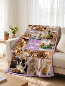 Custom Photo Text Throw Blanket, Personalized Picture Collage Fleece Blanket, Customized Pet Memory Photo Blanket For Sofa Bed Home Decor Gift - Multicolor - View 2