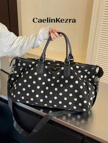 New Fashion Travel Bag Solid Color Minimalist Popular Design Polka Dot Matte Elegant Suitable For Short Trips Fitness With Independent Shoe Compartment Large Capacity Versatile Exquisite Bag - Black - View 5