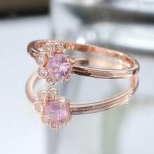 Women's Cute Cartoon Cat Paw Engagement Design Ring, Women's Wedding Jewelry - Rose Gold - View 3