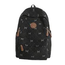 Women Sweet Bow Print Corduroy Backpack, Pink Quilted Diamond Pattern Large Daypack Multi‑Zipper Pockets Casual Rucksack For Teen Girls School - Multicolor - View 15