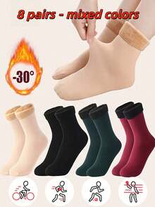 Outdoor Sports 4/8 Pairs Thick Warm Snow Socks - Essential For Cold Weather - Comfortable & Fashionable - Multicolor - View 10