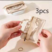 3 Buah Kotak Perhiasan Mini, Organizer Perhiasan Perjalanan Portabel dengan Resleting, Cocok untuk Anting, Cincin, Kalung, Liontin, Jam Tangan, Perlengkapan Perjalanan Penting - MultiWarna - View 9