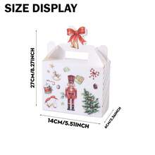 2/5/8/10/12PCS Portable Paper Gift Boxes, Vintage Nutcracker And Christmas Tree Pattern, Colorful Stripes, Rectangular Gift Box With Handle And Red Bow Hollow Top, Suitable For Gift Packaging, Christmas Party And Holiday Party Supplies - Nutcracker - View 2