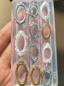 قطعة واحدة قالب سيليكون ثلاثي الأبعاد DIY لفن الأظافر بتصميم إطار ملاك زهري عتيق على الطراز الأوروبي - شفاف - مشاهدة 7