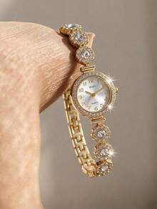 LIANDU LIANDU Women's Watch, Fashion Creative Rhinestone Inlaid Mixed Dial Round Face, Multifunctional Compact Personalized Quartz Watch, Suitable For Daily, Office, Holiday, Ramadan, Eid, Thanksgiving, Wedding, Banquet, Date, Christmas, Back To School, Party, Halloween, Easter And Other Occasions, Best Gift For Women - White - View 2