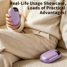 2pcs USB Hand Warmers, 3-Level Heating, LED Display, 8-Hour Warmth, 2000mAh*2 Portable Magnetic Electric Reusable Hand Warmers, Suitable For Men, Women, Raynaud's Syndrome/Hunting/Golf - Multicolor - View 11