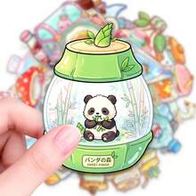 50pcs Cute Cartoon Wish Bottle PET Stickers, Diverse Designs, Enhance Thinking And Creative Action Ability, Art Supplies, Children Sticker Toys - Multicolor - View 1