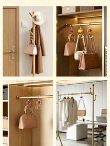 1pc Space Saving Bag Storage Hook, Anti-Deformation Heavy Duty Bag Hanger, Closet Hanging Bag Rack With Built-In Fragrance Deodorizing, Random Scent, Multipurpose Organizer For Home Closet Wardrobe Entryway, Perfect Holiday Gift For Women - Clear - View 3