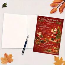 52-Piece Set (1 Greeting Card + 1 Envelope + 50 Tags) One Christmas Card, With A Free Envelope, Suitable For Friends, Family And Neighbors, Holiday Greetings, 2D Cards, Suitable For Family Exchange And Winter Parties, Christmas Cards. - View 7