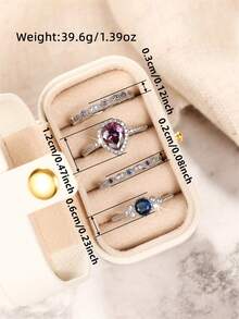 4pcs/Set Elegant Cubic Zirconia Rings For Women, Wedding Anniversary Gift - 1# - View 5