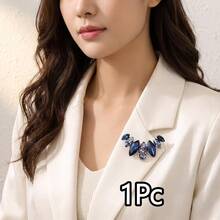 2Pcs Women's Shiny Leaf-Shaped Brooch, Exquisite Colorful Rhinestone Geometric Feather Design Fashion Accessory - Multicolor - View 19