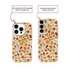 1pc TPU Material Colorful Autumn Leaf Pattern Phone Case Suitable For IPhone 17 Pro Max/17/16 Pro Max/15/13/12/11/ S20 FE/A15/S24/A55/ Note 11/Note 12/Note 13 Pro Full Coverage Anti-Drop Soft Shell Phone Protective Cover - White - View 7