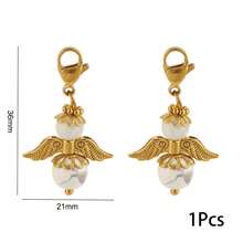 1pc Stainless Steel Vintage Angel Wings Natural Stone Lobster Clasp Pendant, Gemstone Bead Charm, Suitable For DIY Jewelry Making - one-size - View 15