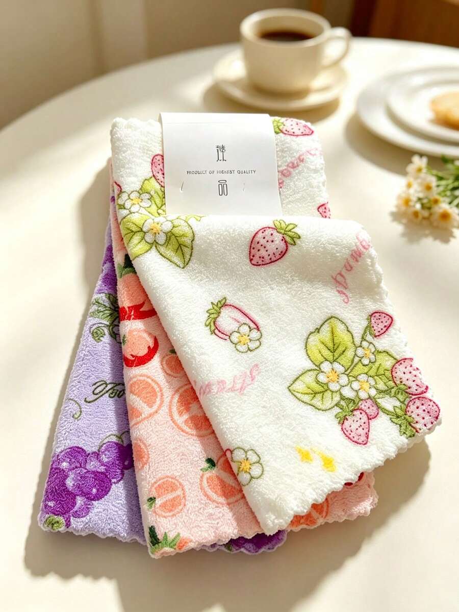 花卉圖案廚房抹布-快乾加厚超寬廚房毛巾,柔軟透氣,適用於洗澡巾、汽車拋光墊,可用於洗碗或擦拭玻璃 - 多色 - 查看 1