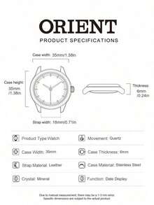 Orient Women's Rose‑Gold Tone Three‑Hand Quartz Watch Single‑Date Window White Croc‑Embossed Leather Strap Minimal‑Luxury Daily Ladies Watch - White - View 5