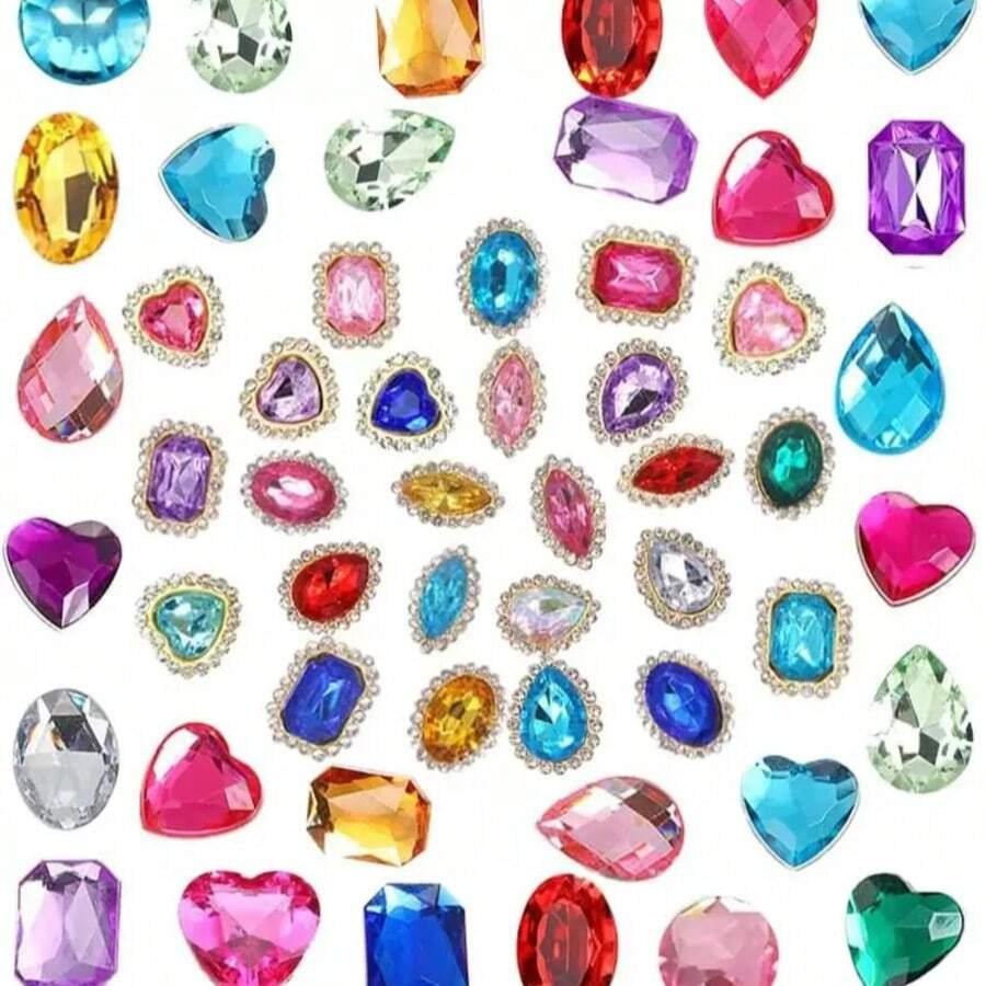 Mix 50 Colorful Hand Sewn Diamond Claws, Rhinestones, Clothing, Shoes, Hats, Bags, DIY Materials, Jewelry Accessories - Multicolor - View 1