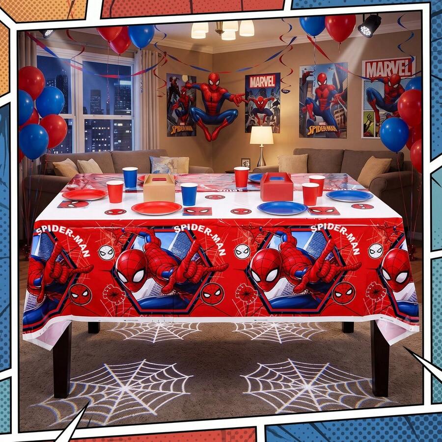 Disney 1pc Creative Spider-Man Series Disposable Tablecloth, Suitable For Birthday Party Supplies, Perfect Party Gift, Holiday Gift For Fans - Multicolor - View 1