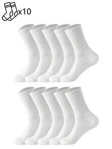 1/5/10/20 Pairs Men's Mid-Calf Socks, Minimalist Black & White Casual Socks For Spring & Autumn, Daily Versatile - Multicolor - View 20