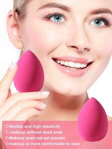 50Pcs Pink Makeup Tool Set Makeup Brushes Silicone Brush Cleaner Triangle Puff Finger Puff Makeup Sponge For Foundation Blush Contour Eyeshadow Blending Dry Wet Use - Pink - View 3