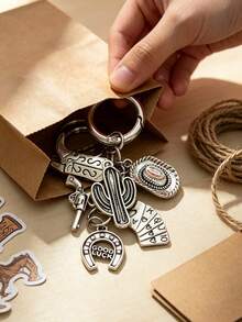 Western Cowboy Style Cowboy Hat, Boots, Gun, Horseshoe Pendant Keychain, Personalized Fashion Versatile Bag Charm, Car Key Chain Pendant - Multicolor - View 7