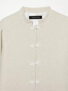 DEEKA Autumn New Women's European And American Style Fashion Minimalist Chinese Frog Button Stand Collar Jacket - Beige - View 3