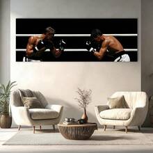 1PC Boxing Match Decorative Poster, Self-Adhesive Paper, Polypropylene Material, Two Boxers On A Dimly Lit Boxing Ring, Sports Theme Wall Decor, Gym Decoration - Multicolor - View 4