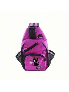 Multi Pockets Sling Backpack, A Fun Black Cat Pattern Design,Casual Nylon Crossbody Bag, Travel Hiking Daypack With Zipper Strap, Perfect Gift - Multicolor - View 18