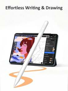 قلم Stylus لجهاز iPad (A16) 11 بوصة الجيل الحادي عشر 2025، إكسسوار قلم متوافق مع 2018-2026، نقرة مزدوجة على الجزء العلوي من القلم لتشغيله/إيقافه، متوافق مع الجيل العاشر/التاسع/الثامن/السابع 10.2 بوصة وAir4 5 11 M2/M3 وPro11 2020/2021/2022، بطارية 90mAh مع وظيفة الإمالة والتسميك، رفض راحة اليد واتصال مغناطيسي، لا حاجة لربط البلوتوث، تصميم رأس قابل للاستبدال، كابل Type-C مرفق، أبيض - أبيض - مشاهدة 3
