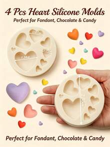 Heart Silicone Mold Different Sizes, Nonstick Chocolate Candy Bakeware For Pastry, Cookie & Cake Decorating - Beige - View 10