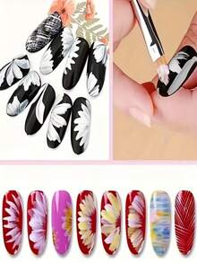 10Pcs Nail Art Tool Set, 8 Nail Painting Brushes With 2 Handheld Nail Cleaning Brushes - Multicolor - View 5