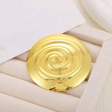 1pc Vintage 18K Gold Stainless Steel Spiral Brooch Pin, Geometric Round Large Brooch, Coat & Suit Accessory - Gold - View 4