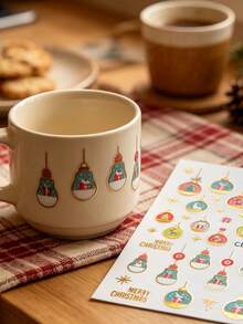 1PC/ 1 Set Holiday Bauble Decor Decals, Gold Foil Accent, Festive Ornament & Greeting Text Motifs, For Page Embellishment, Artwork Surface Ornament - CD-027 - View 3