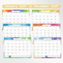 2027藝術水彩壁掛日曆，12個月月計畫表，極簡彩色設計，雙線圈裝訂，清晰日期版面，居家辦公行程規劃，家居牆面裝飾 - B - 查看 4