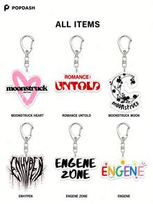 1/6Pcs ROMANCE UNTOLD MOONSTRUCK Theme Acrylic Keychain Set, ENGENE Bag Charm - Multicolor - View 4