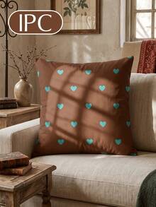 1/2件裝棕色與藍色愛心枕套，枕套（不含填充物），單面印花，多用途，透氣/防起球/舒適/可機洗，適用於沙發與汽車枕頭，房間裝飾，臥室裝飾，秋季家居裝飾 - 彩色 - 查看 14