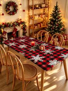 1pc Christmas Element Elastic Band Elastic Edge, Rectangular Design, Anti-Slip Elastic, Waterproof Oil-Proof Scratch-Resistant, Suitable For Dining Table, Folding Table, Kitchen, Party, Picnic, Camping And Home Decor. - Multicolor - View 9
