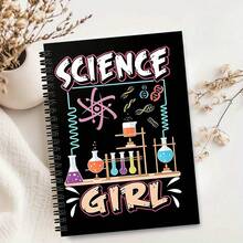1pc Science Girl Chemistry Spiral Notebook - A5 Size, High-Quality Paper, Regular Journal, With Vibrant Science Theme Design, Perfect For Office, School Or Gift For Teachers And Science Enthusiasts, School Notebook, Christmas Gift. - Lined Book - View 2