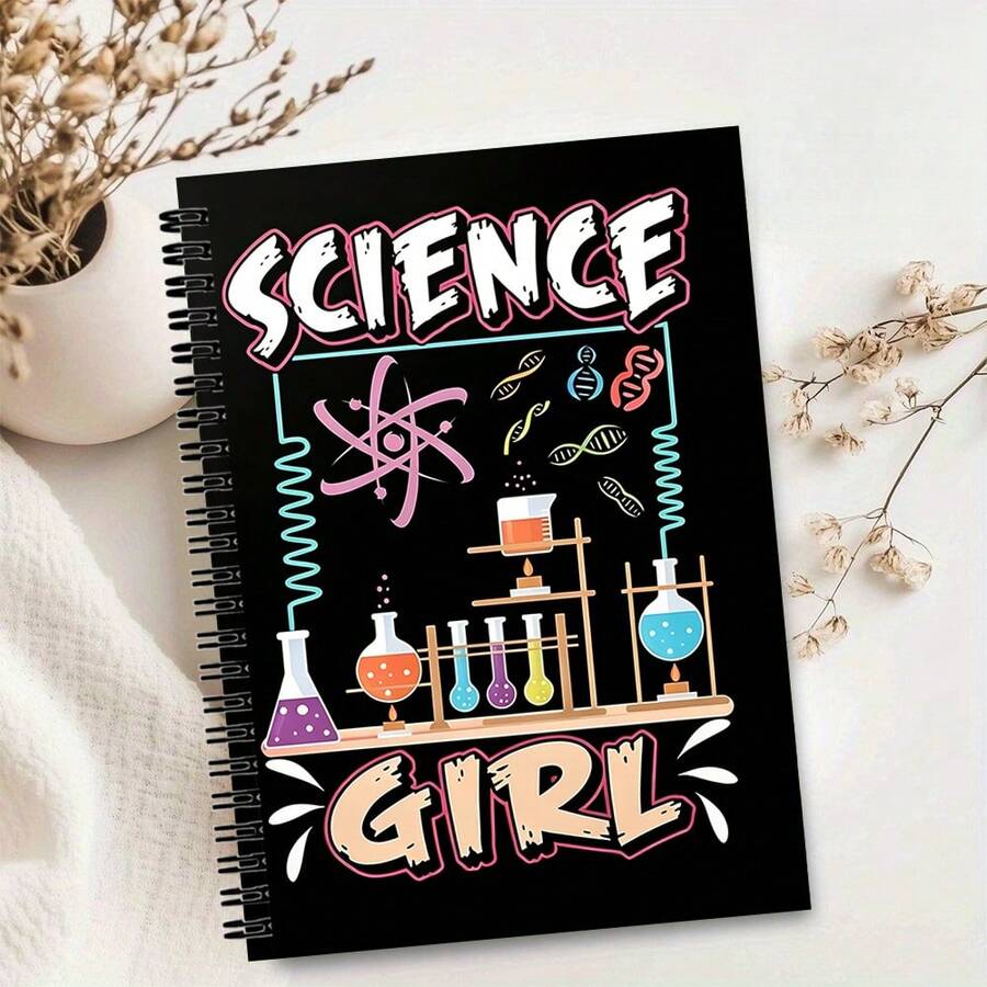1pc Science Girl Chemistry Spiral Notebook - A5 Size, High-Quality Paper, Regular Journal, With Vibrant Science Theme Design, Perfect For Office, School Or Gift For Teachers And Science Enthusiasts, School Notebook, Christmas Gift.